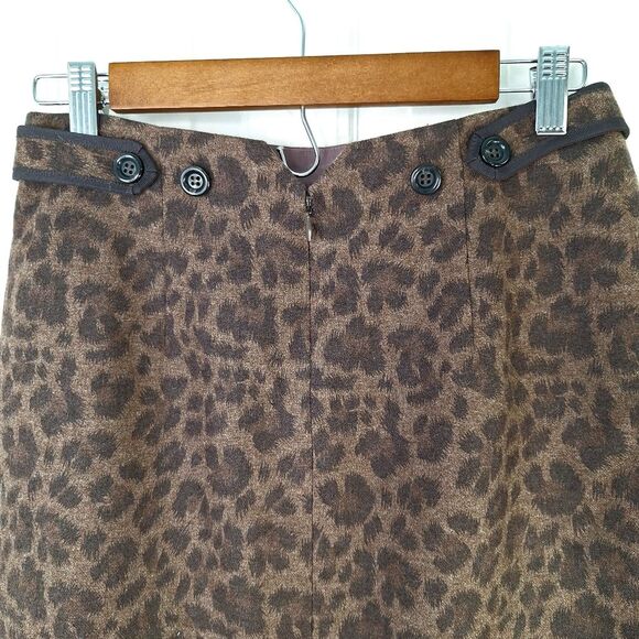 Rebecca Taylor Leopard Print Pencil Skirt Sz 8 - Picture 5 of 12